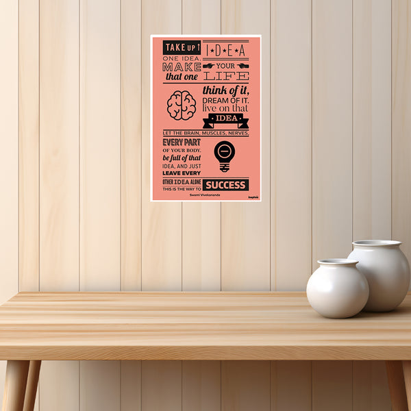 Swami Vivekananda Quote Vinyl Wall Poster | One Idea for Success | Motivational Poster for Students, Office & Study Room