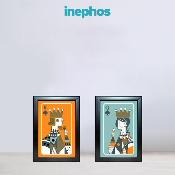 King & Queen Playing Cards Set of 2 Painting | King & Queen of Spades Modern Duo Canvas for Couple’s Room, Game Zone | Gifting Wall Art for Poker Players