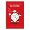 Christmas is a Time to Receive Blessings | Cute Santa With Gifts & Festive Red Background Poster