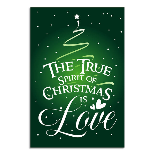 The True Spirit of Christmas Is Love | Festive Green Tree & Snow Design | Holiday Home Décor, Kids Room, Living Room, Office Xmas Poster