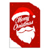 Merry Christmas Poster with Santa Hat & Beard | Festive Red Holiday Wall Art for Home, Office, Kids Room & Christmas Party Decoration | Xmas Poster