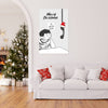 Cute Merry Christmas Poster with Santa Hat & Cartoon Phone Art | Festive Holiday Wall Decor for Home, Café, Office & Kids Room | Funny Christmas Poster