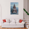 Elegant Christmas Tree Poster with Winter Landscape & Festive Lights | Merry Christmas Wall Decor for Home, Office, Café & Gifting | Holiday Poster