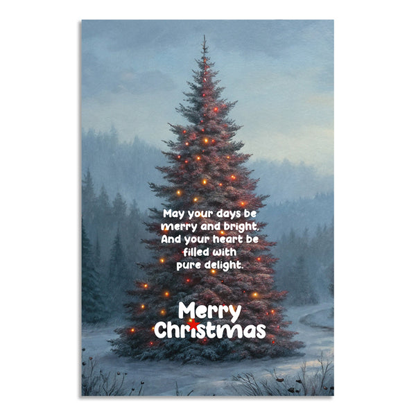 Elegant Christmas Tree Poster with Winter Landscape & Festive Lights | Merry Christmas Wall Decor for Home, Office, Café & Gifting | Holiday Poster