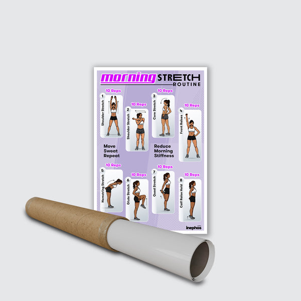 Morning Stretch Routine Poster | Daily Full Body Stretch Exercises Chart | Fitness, Wellness & Home Workout Wall Poster