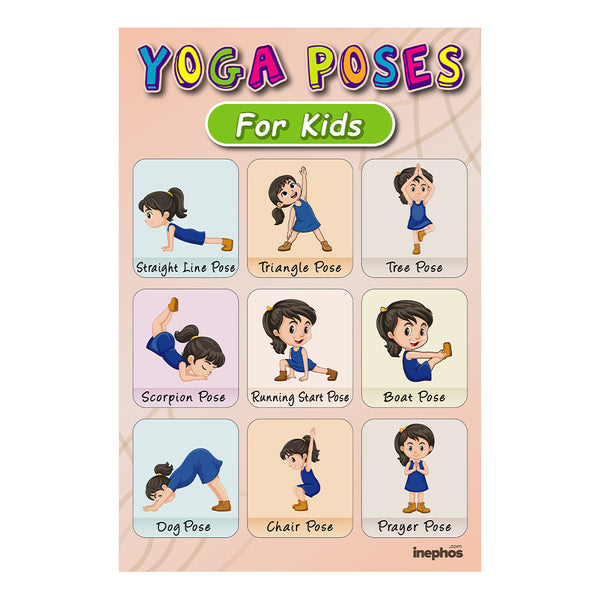 Yoga Poses for Kids Poster | Fun & Easy Kids Yoga Exercises Chart | Wellness, Fitness & Learning Wall Poster