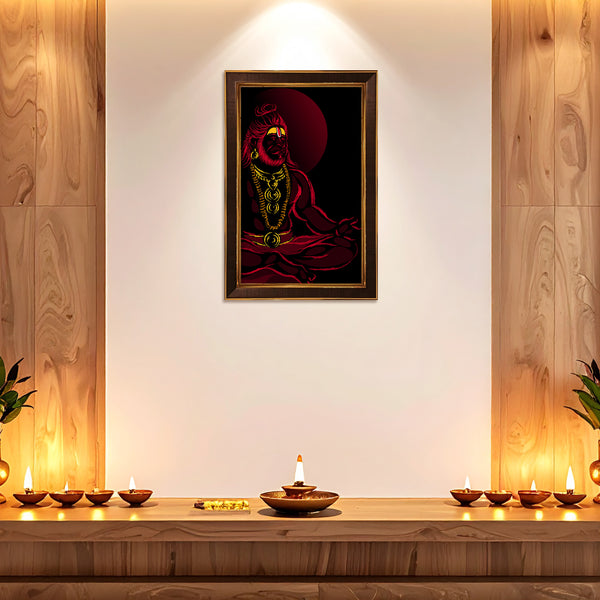 Lord Hanuman Framed Poster | Powerful Bajrangbali Wall Art for Protection, Strength & Positive Energy
