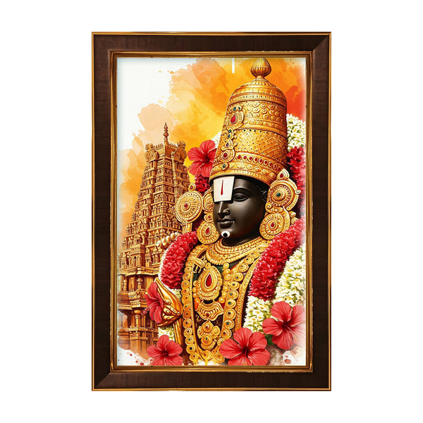 Tirupati Balaji Framed Poster | Lord Venkateswara Wall Art for Wealth, Blessings & Positive Energy | Spiritual Vastu Décor for Home, Office & Temple
