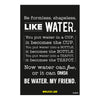 Be Formless Like Water | Bruce Lee Motivational Quote Poster for Gym, Martial Arts Studio & Office | Black & White Wall Art