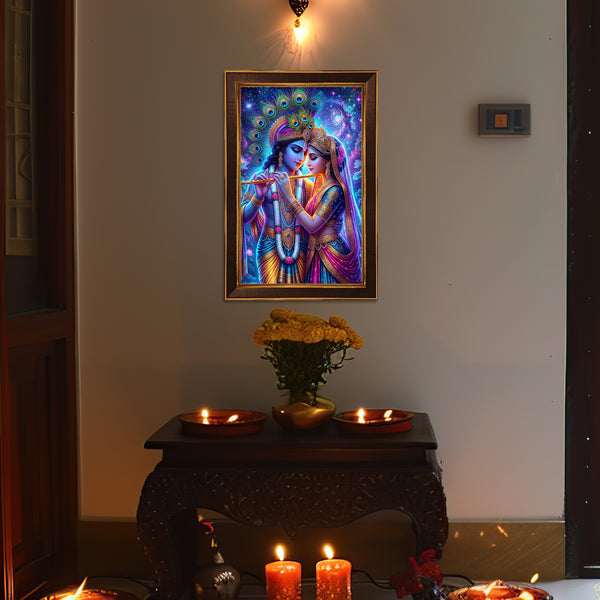 Radha Krishna Love Harmony Photo Frame | Divine Couple Wall Art for Relationship Positivity, Peace & Emotional Balance | Spiritual Vastu Décor