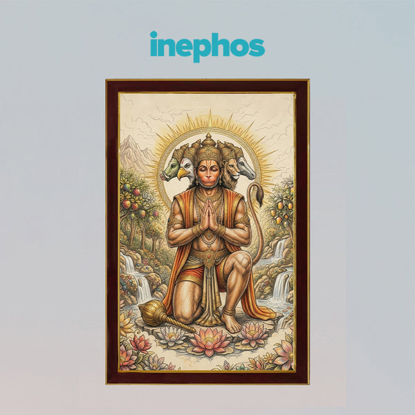 Vastu Panchmukhi Hanuman Ji Photo Frame | Sacred Protection, Courage & Spiritual Strength Wall Decor | Divine Positive Energy Vastu Artwork for Home, Office & Temple