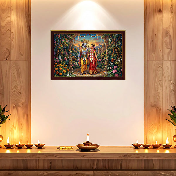 Ram Darbar Divine Harmony Photo Frame | Lord Ram & Goddess Sita Wall Decor for Family Peace, Prosperity & Positive Energy | Spiritual Vastu Artwork for Home, Living Room & Temple