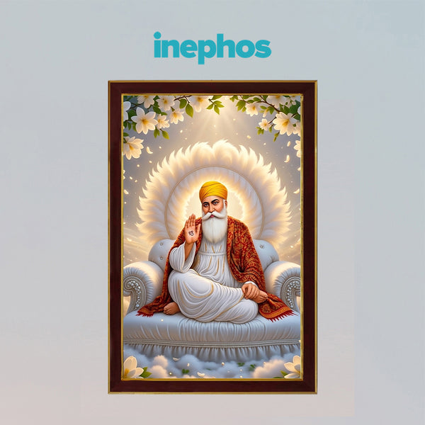 Vastu Guru Nanak Dev Ji Divine Blessings Photo Frame | Sacred Sikh Spiritual Wall Decor for Home, Office & Prayer Room