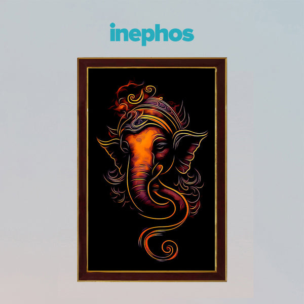 Vastu Abstract Lord Ganesha Photo Frame | Modern Ganpati Wall Decor for Home, Office & Temple | Spiritual Wooden Photo Frame