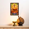Radiant Buddha Photo Frame for Home Decor | Golden Meditation Buddha Wall Art with Lotus & Divine Aura Design | Spiritual Wooden Photo Frame