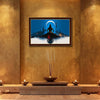 Meditative Lord Shiva Photo Frame for Home Decor | Mahadev Silhouette Wall Art with Trishul, Crescent Moon & Sacred River Reflection