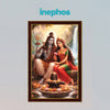Lord Shiva Parvati Photo Frame for Home Decor | Divine Shiv Parvati with Shivling Spiritual Wall Art | Premium Wooden Framed