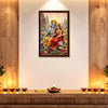 Lord Vishnu Lakshmi Photo Frame for Home Decor | Divine Lakshmi Narayan Wall Art with Lotus Throne | Premium Wooden Framed Religious Wall Decoration