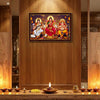 Lakshmi Saraswati Ganesh Photo Frame for Home Decor | Divine Tridevi and Lord Ganesha Religious Wall Art | Premium Wooden Framed