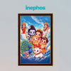 Cute Shiv Parivar Cartoon Photo Frame for Kids Room Decor | Adorable Lord Shiva Family Wall Art with Ganesha, Kartikeya & Nandi