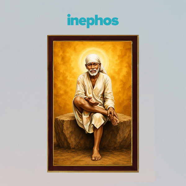 Shirdi Sai Baba Photo Frame | Premium Sai Baba Wall Photo Frame for Home Temple | Spiritual Wall Decor