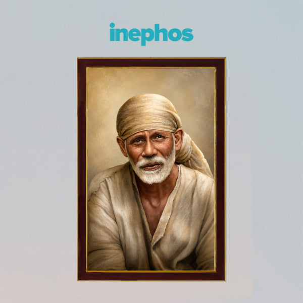 Shirdi Sai Baba Photo Frame | Premium Sai Baba Portrait Wall Frame for Home Temple | HD Framed Wall Decor