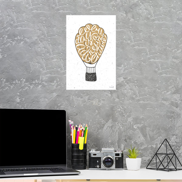Every Day Is a New Adventure | Motivational Hot Air Balloon Wall Art for Kids & Teens | Positive Quote Poster for Study Room or Bedroom