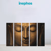 Four-panel artwork of a Buddha face with 'inephos' branding above.
