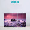Serene Coastline Sunset Multi Frame Vinyl Wall Painting | Tranquil Seaside Wall Art For Living Room, Bedroom, Or Lounge