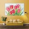 Elegant Red Tulips Wall Painting for Living Room, Bedroom, Office, Hotels, Drawing Room