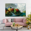 Serene Pagoda Landscape Wall Painting for Living Room, Bedroom, Office, Hotels, Drawing Room