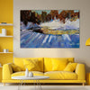 Winter Stream Wall Painting for Living Room, Bedroom, Office, Hotels, Drawing Room