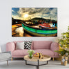Serene Fishing Boats at Sunset Wall Painting for Living Room, Bedroom, Office, Hotels, Drawing Room