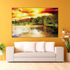 Golden Sunset Wall Painting for Living Room, Bedroom, Office, Hotels, Drawing Room Painting