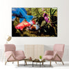 Colorful Fish in a Pond Wall Painting for Living Room, Bedroom, Office, Hotels, Drawing Room