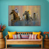 Horse Racing Wall Painting for Living Room, Bedroom, Office, Hotels, Drawing Room