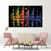 Colorful Sailboats at Night Wall Painting for Living Room, Bedroom, Office, Hotels, Drawing Room