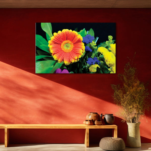 Vibrant Flower Wall Painting for Living Room, Bedroom, Office, Hotels, Drawing Room