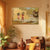 Living room with a painting of two children on a wall, surrounded by decor elements.