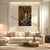 Modern living room with a beige sofa, coffee table, and decorative wall art.