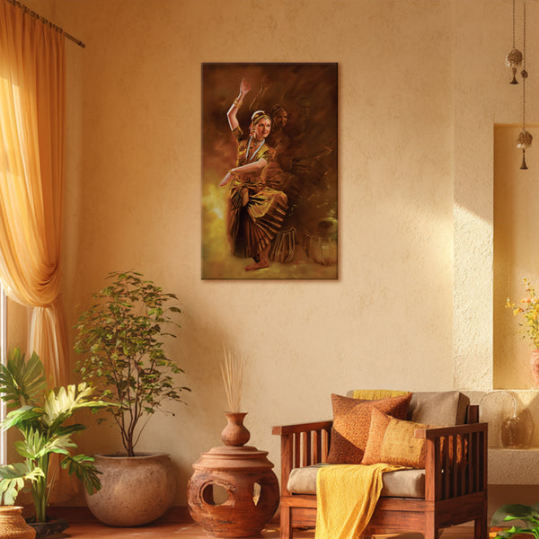 Indian Classical Dance Painting – Bharatnatyam Canvas Wall Art for Living Room, Bedroom, Office, Hotels, Drawing Room