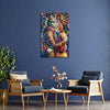 Cat Couple Abstract Canvas Painting – Whimsical Wall Art for Bedroom, Living Room & More
