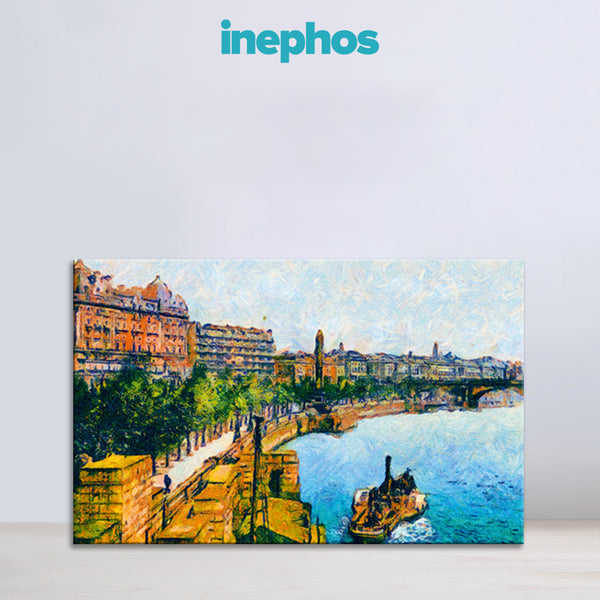 Riverside View - Impressionist Landscape Wall Painting for Living Room, Bedroom, Office, Hotels, Drawing Room
