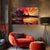 Sunset Temple Lake Painting – Calm Landscape Canvas Wall Art for Living Room, Bedroom, Office, Hotels, Drawing Room