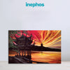 Sunset Temple Lake Painting – Calm Landscape Canvas Wall Art for Living Room, Bedroom, Office, Hotels, Drawing Room