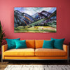Vibrant Mountain Meadow Watercolor Canvas Painting for Home & Office