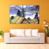 Lakeside Cabin Watercolor Canvas Painting for Home & Office