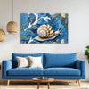 Elegant Snail and Nature Canvas Painting for Living Room, Bedroom & Office | Textured Blue Botanical Wall Art | Nature-Inspired Home Décor Gift for Art Lovers & Modern Interiors