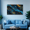 Luxury Blue & Gold Abstract Canvas Painting for Living Room, Bedroom & Office | Modern Fluid Art Wall Décor | Elegant Home Decoration Gift for Art Enthusiasts & Stylish Interiors