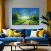 Morning Pathway Landscape Canvas Painting for Living Room, Bedroom & Office Wall Décor | Nature-Inspired Green Field Artwork